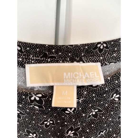 Michael Kors Top Womens SZ M Black White Print round neck pull over tunic - Picture 7 of 7